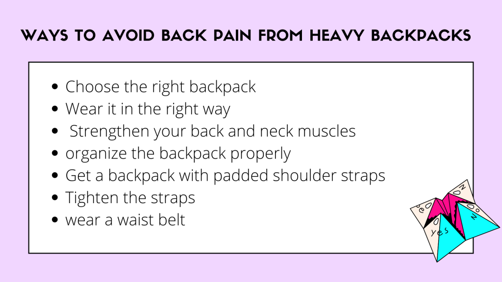 WAYS TO AVOID BACK PAIN FROM HEAVY BACKPACKS